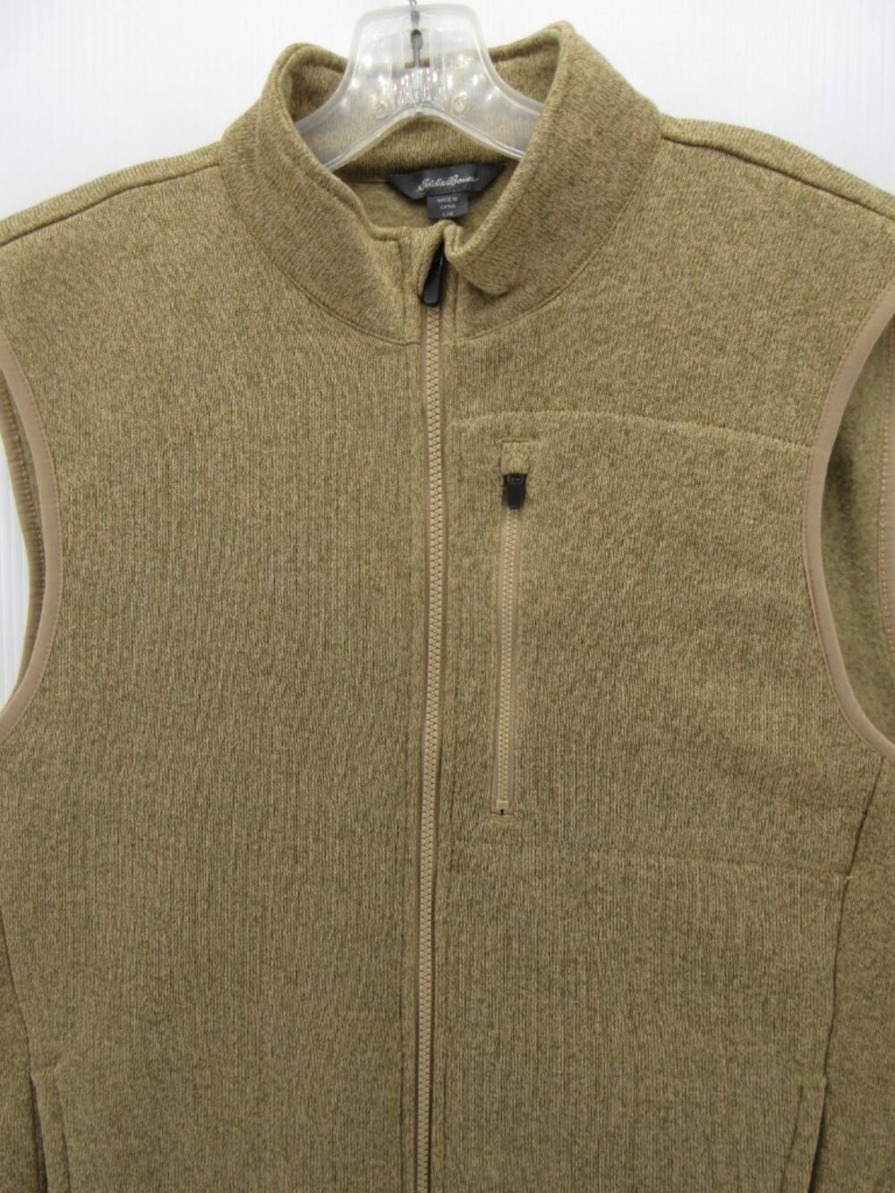 Eddie Bauer Vest Large Oatmeal Sweater Fleece Jacket Coat Hiking NEW - Picture 2 of 12